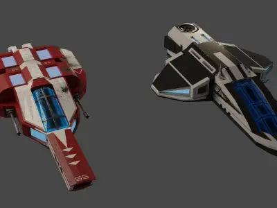 Low Poly Fighter Space Ship Low-poly 3D model