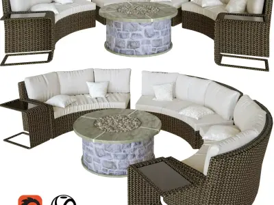 GardenSofa circular sofa and coffee table 3D model