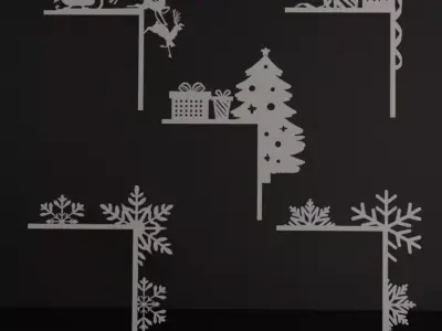 5 Christmas  Decorations Set - 3D Printable Door Edge Ornaments 3D print model