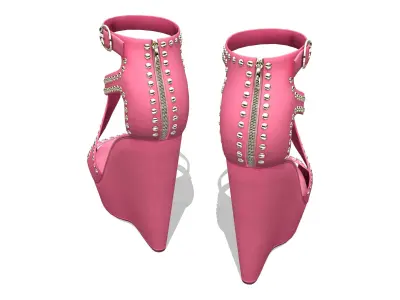 Timeless Studded Wedges Heel Shoes Low-poly 3D model