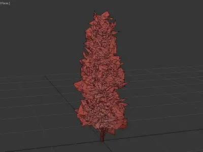 Lombardy Poplar Fall Tree Low-poly 3D model