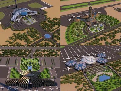 4 Scenes Projects - Architecture Airports - 2021 - Collection 01 3D Model Pack
