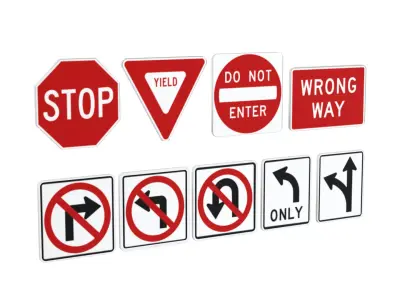 road sign Low-poly 3D model