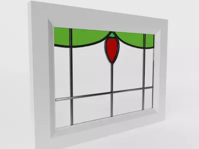 Antique Stained Glass Window 3D model