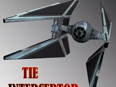 Tie Interceptor Low-poly 3D model