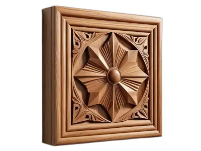 Ornate Carved Wood Decorative Panel Low-poly 3D model