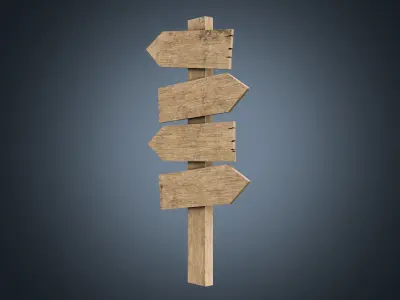 Signboards wooden 02 Low-poly 3D model