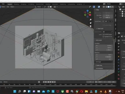 central-perk low poly model render in blender  Low-poly 3D model