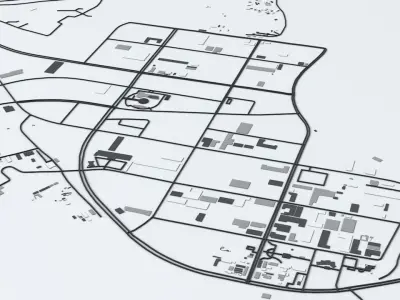 Kaesong Industrial Park Road Network Streets and Buildings 3D model