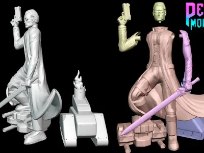 JC Denton from Deus Ex - 62mm scale miniature 3D print model