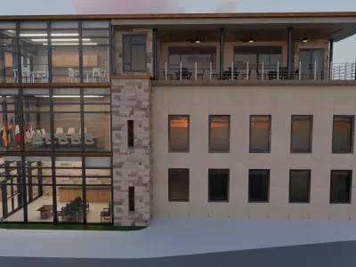 Corporate Office Building made in Blender 3D model