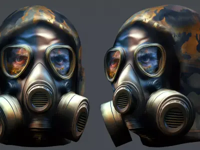 Gas mask helmet 3d model military combat Low-poly Low-poly 3D model