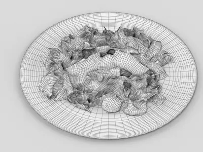 Salad 2 with eggs and tomatoes on plate 3D model