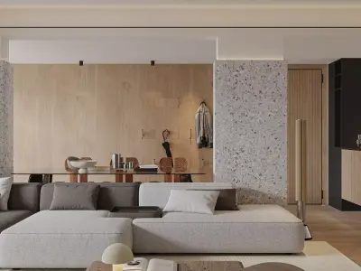 Log-style living room 3D model