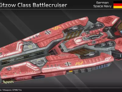 GSN Spaceship Luetzow Class Battlecruiser Low-poly 3D model