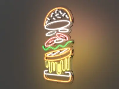 Burger 2 - Neon Sign 3D model
