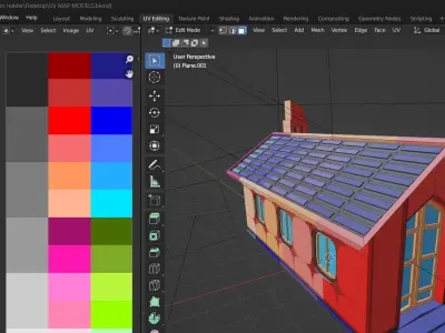 Lowpoly House 1 with roof Low-poly 3D model