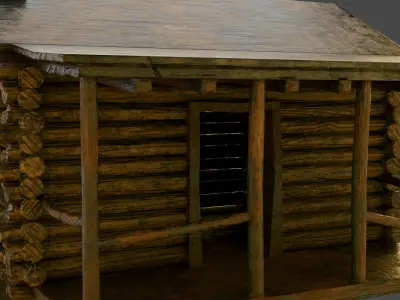 old wooden cabin Low-poly 3D model