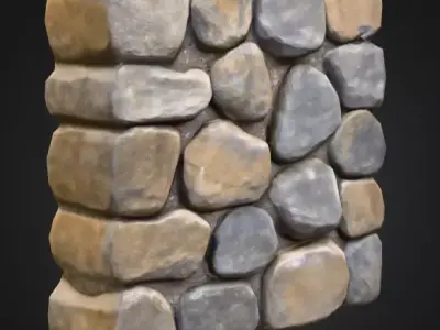 Stone Wall Low-poly 3D model