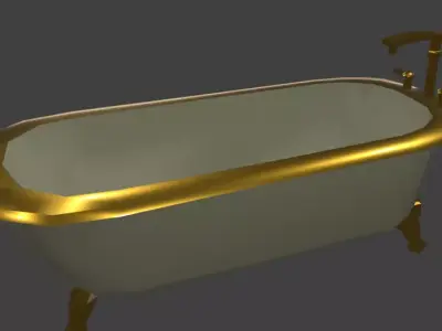 bath low-poly gold table 3D model