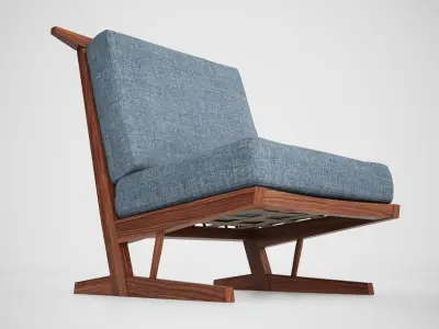 Conoid Cushion Chair and Ottoman George Nakashima Woodworkers 3D model