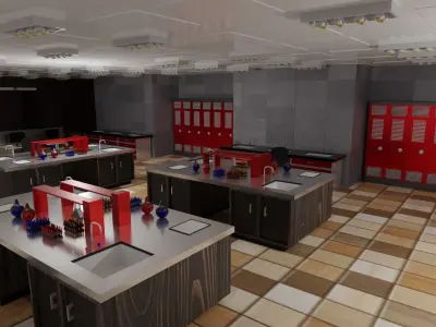 Laboratory Interior Low-poly 3D model