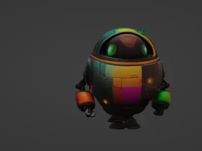 Colorful Round Buddy Bot 3D model