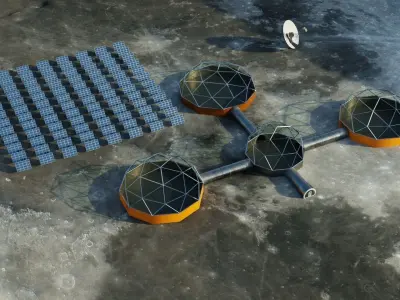 Moon Martian base 3D model Low-poly 3D model