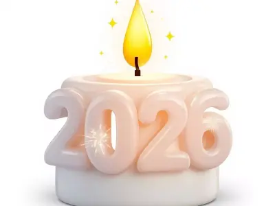 High-Quality 3D Cartoon New Year Countdown Candle Low-poly 3D model