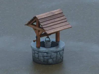 Ancient well Low-poly 3D model