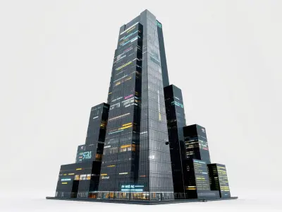 Futuristic Skyscraper Cyberpunk Cityscape model pack Low-poly 3D model