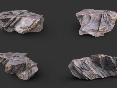 6 Realistic Rock Outcrops 3D Pack - 250702 Low-poly 3D model