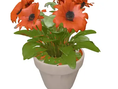 Vibrant Orange Potted Flower Low-poly 3D model