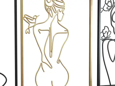 Minimalist Metal Line Art Woman 3D model