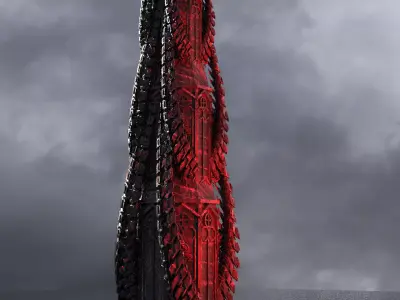 Horror Dark SpineTowers 3 Kitbash 3D model