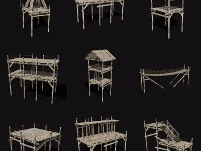 HARBOR HARBOUR PIER CONSTRUCTION DOCKS BRIDGE PORT AAA BUILDER Low-poly 3D model