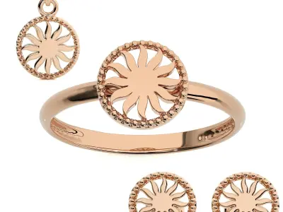 5 Light wt Plain Gold Pendant 3dm stl ply glb gltf mtl 3mf  3D Model Pack