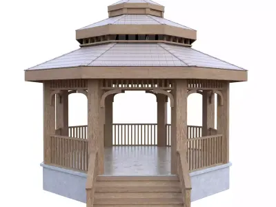 8 Garden Gazebo Pavilions Collection PBR 3D Model Pack