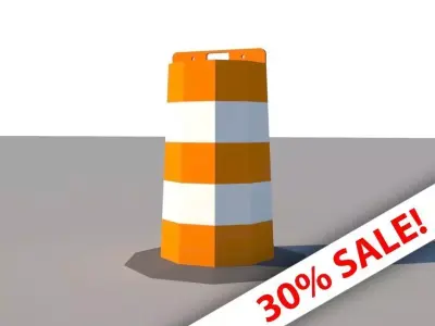 Round Road Barrier Bollard Low Poly Low-poly 3D model