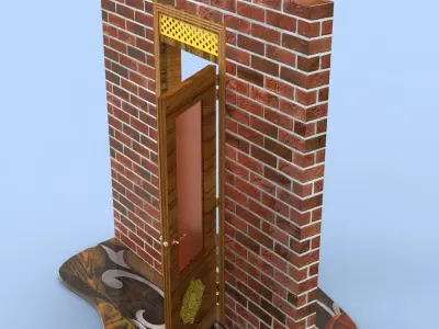 Wooden Glass Door 3D model