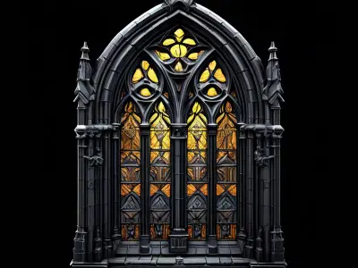 Gothic Stained Glass Window Arch Low-poly 3D model