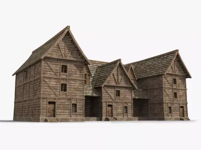 Medieval house x26 Low-poly 3D model