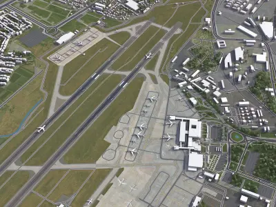 Tashkent - Airport - TAS Low-poly 3D model