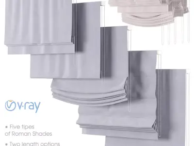 Roman Curtains 70 Five Types V-ray 3D model