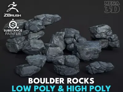 High poly Boulder Rock 230410 3D model
