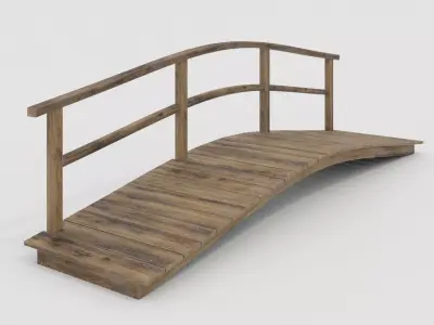  Bridge with one handrail Low-poly 3D model