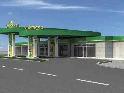 Gas Station 3D model  Low-poly 3D model