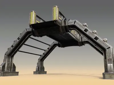 Sci-Fi Modular Bridge Low-poly 3D model