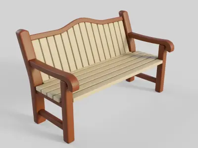 Cartoon Bench 10 Low-poly 3D model