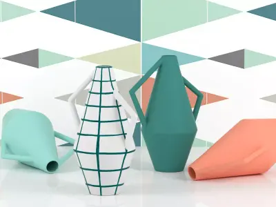 V three vases and vase 3D model